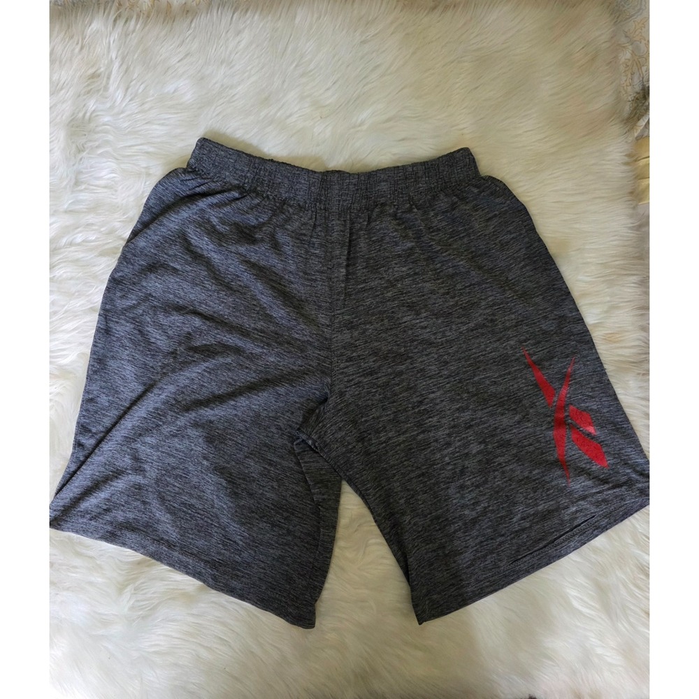 Athletic Shorts Logo Elastic Waist Reebok Boys Large 14-16 Gray